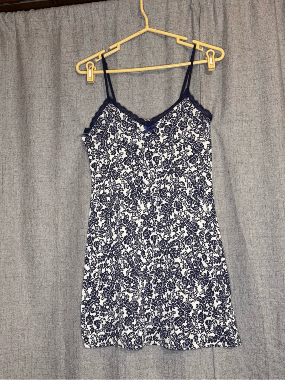 Ellen Tracy 3pc Pajama Set S Navy Floral Nightgown Robe Belt - Picture 6 of 8